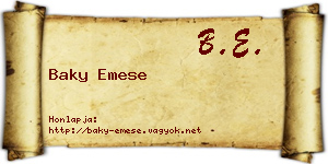 Baky Emese névjegykártya